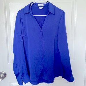 EXPRESS PORTOFINO SLIM BUTTONED DOWN BLOUSE SIZE LARGE SATIN
